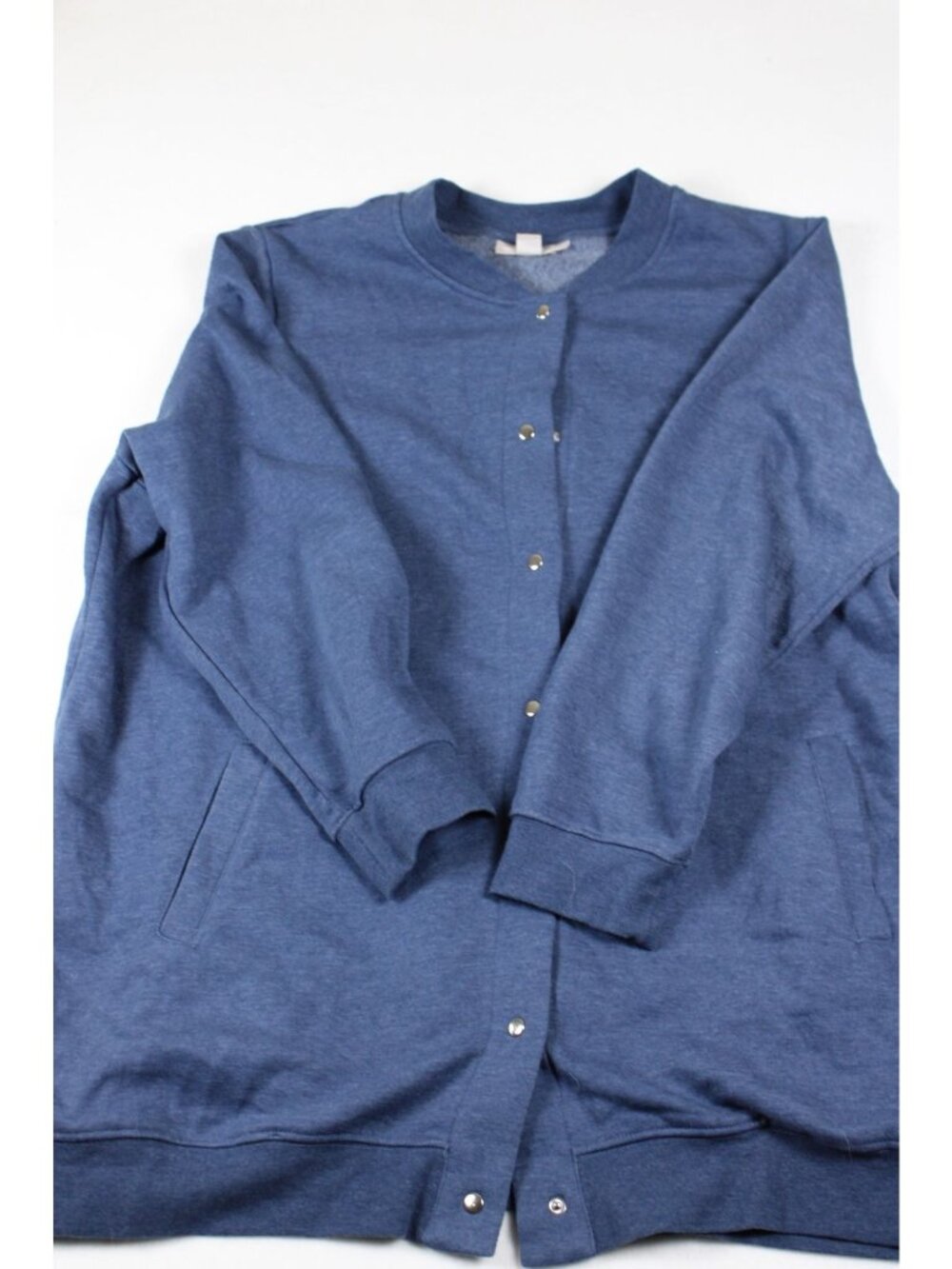 Woman Within Blue Snap-Front Cardigan Jacket 1X